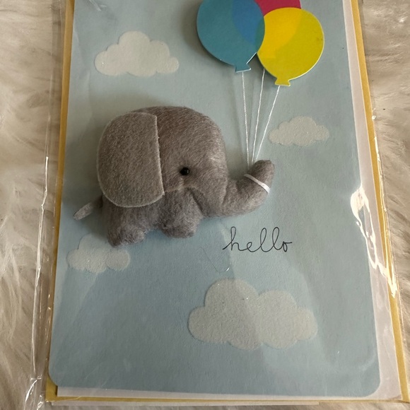 💥10/$10 Gray Elephant Greeting Card with Balloons - Picture 1 of 4